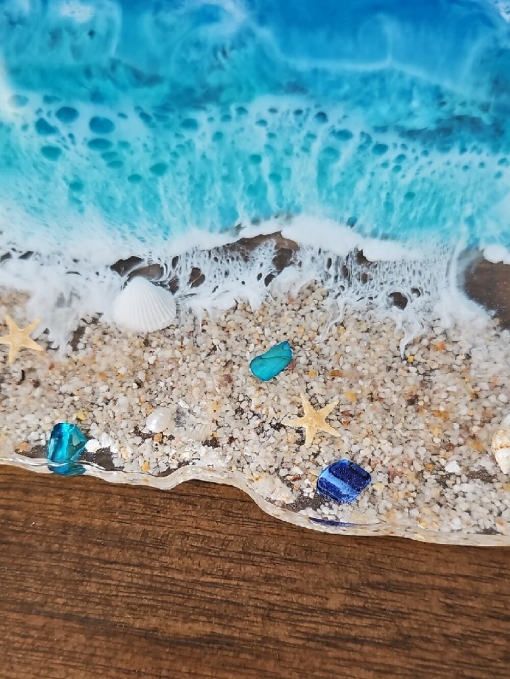 Ocean Wave Resin Beach Tray with Shell Accents - Picture 5 of 7
